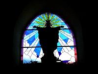  Vitral con la imagen de Cristo instalada ( ver ultima imagen de la serie) - dise�o y realizacion del taller.
Parroquia Cristo Rey - Tristan Suarez  - Provincia de Buenos Aires
